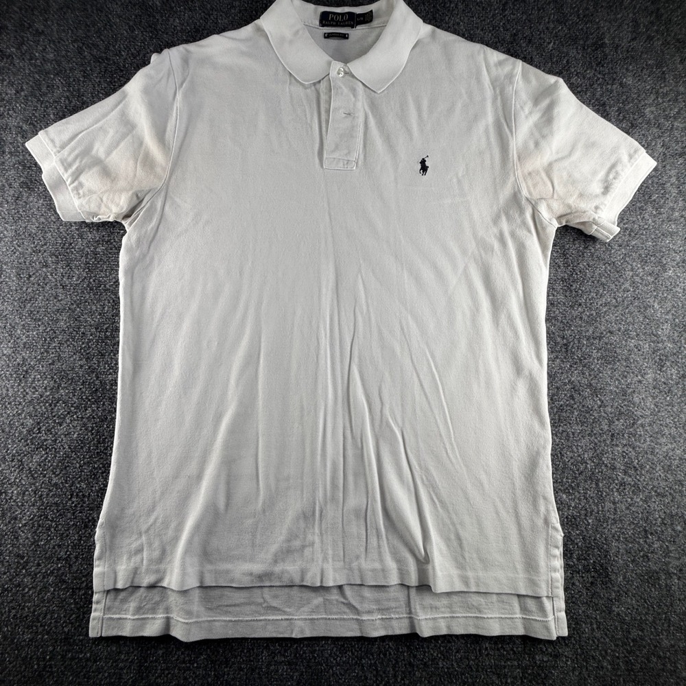 Polo Ralph Lauren Mens Classic Fit White Pique Short Sleeve Polo Shirt Large